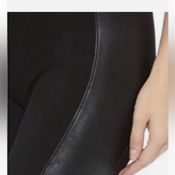 SPANX FAUX LEATHER MOTO PONTE LEGGINGS SIZE LARGE - Picture 3 of 10